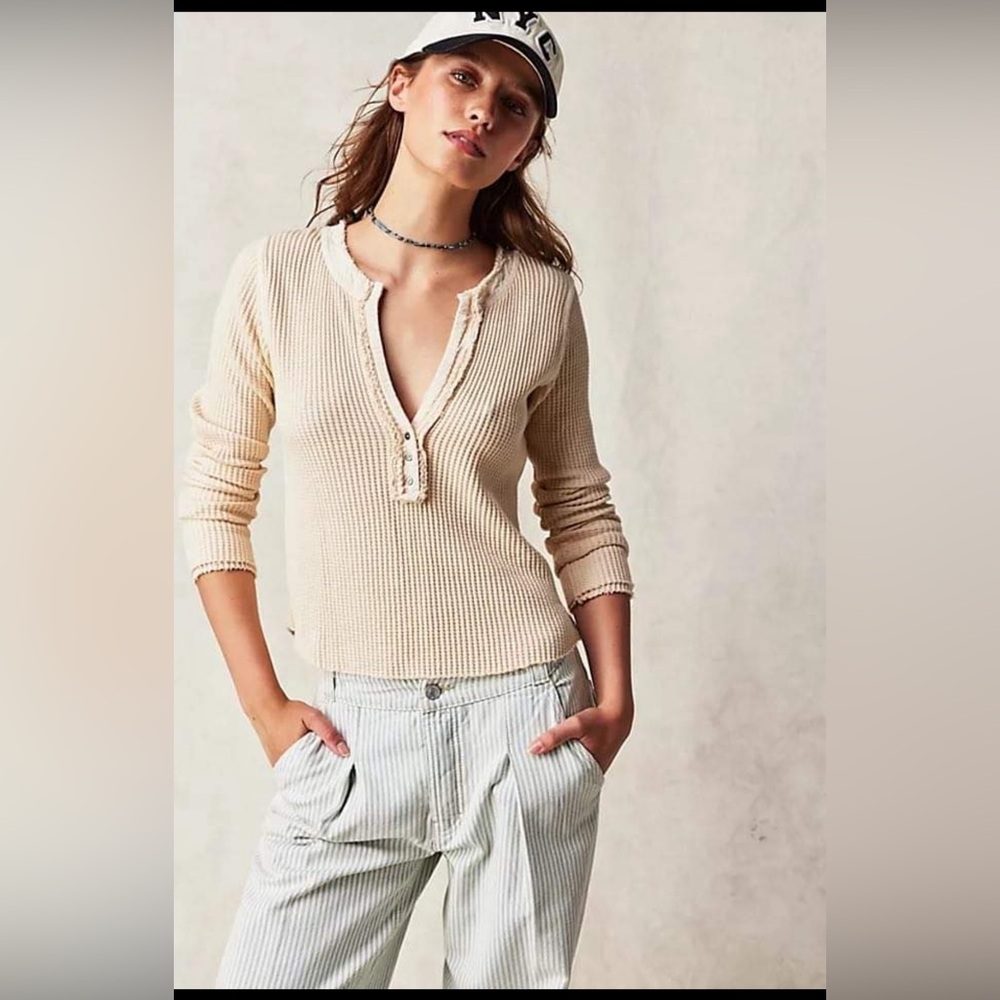 Free People Women's Cream Blouse size XL